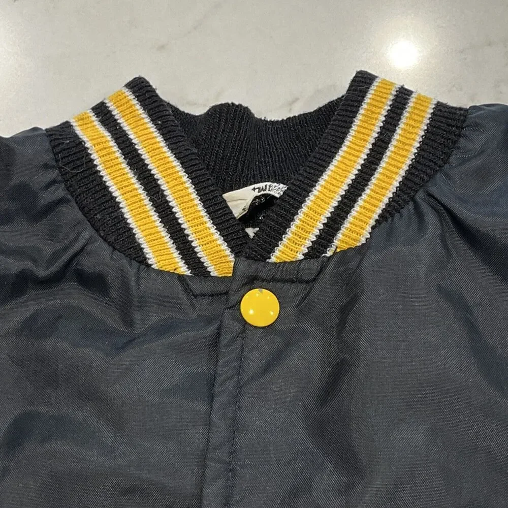 West Wind Large Vintage Nylon Stripe‎ Collar Snap Bomber Jacket 80s Champs USA